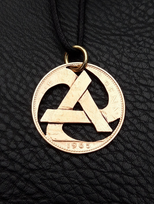 Rolling anarchy symbol pendant